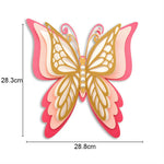 autocollant mur papillon 3d relief artisanal rose blanc doré maison festival mariage
