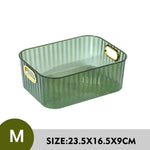 boîtes rangement transparentes paniers minimalistes poignées métalliques dorées moderne texture géométrique