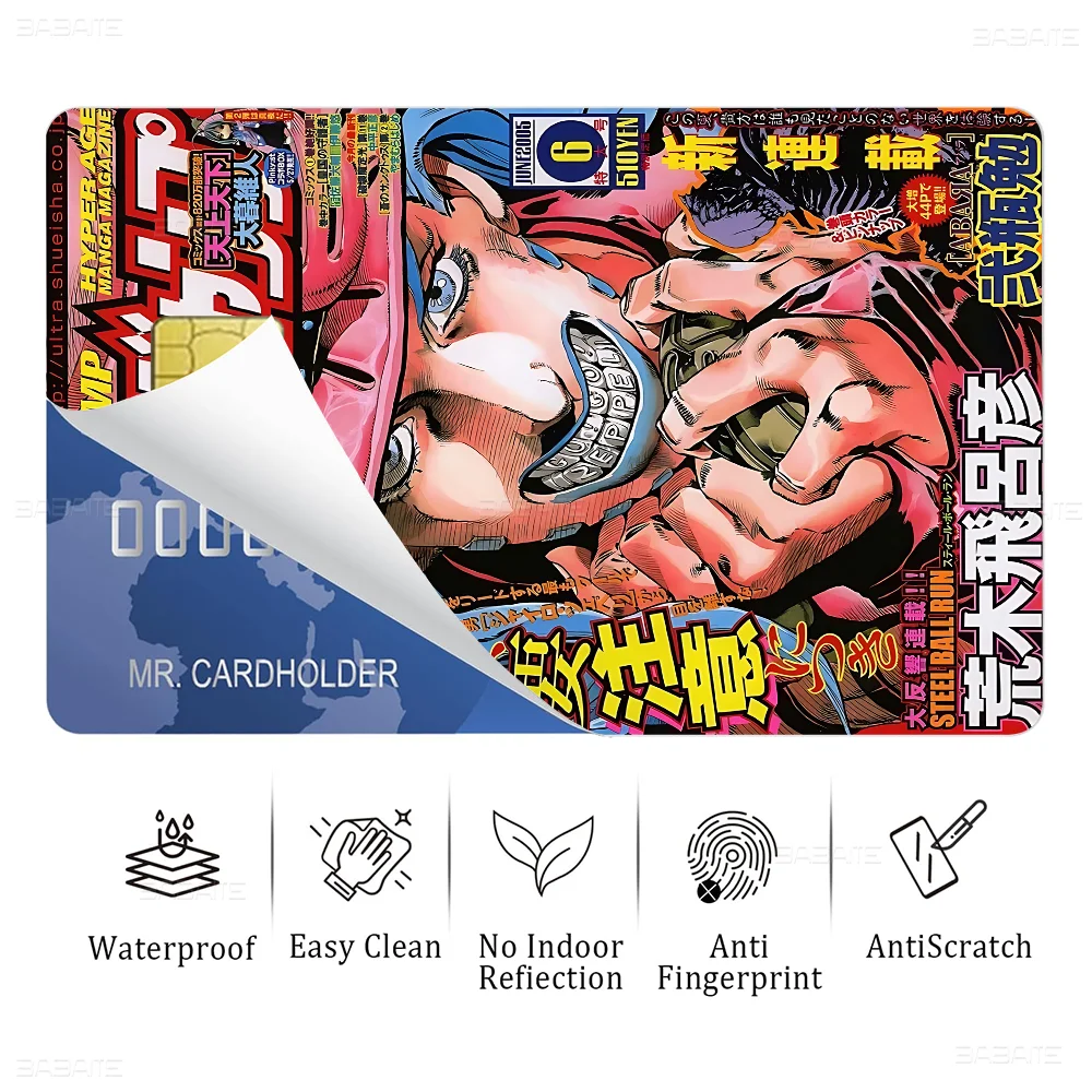 autocollants cartes bancaires jojo bizarre adventure pop art multicolore adhésifs réutilisables