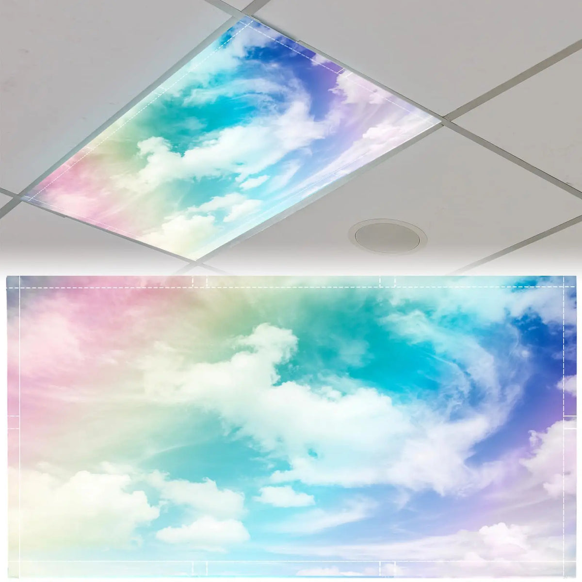 cache lumiere moderne nuages feuilles étoiles coraux adhésif bleu blanc vert noir