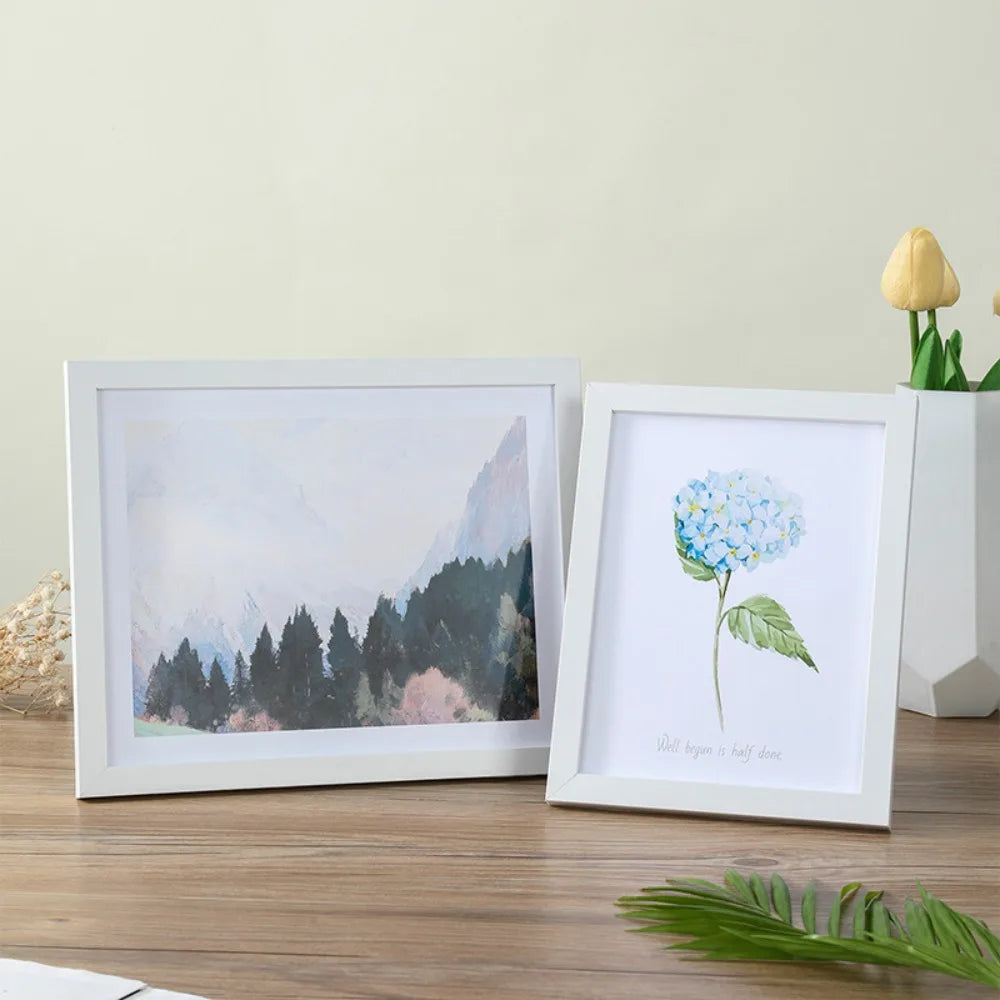 cadre photo bois moderne blanc marron hydrangées paysages minimaliste 10 pouces