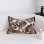 coussins décoratifs rustique motif floral opacité beige marron salon lit