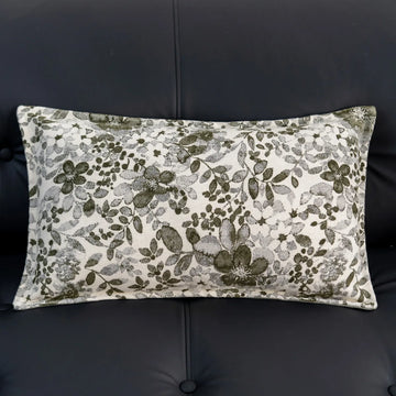 coussin deco vert olive motif floral moderne polyester jacquard adhesif 45x45cm 30x50cm