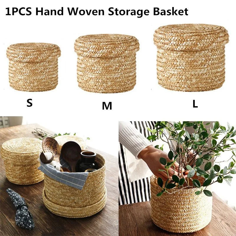paniers tressés rustiques bohémiens rangement cuisine livres objets variés beige clair minimaliste empilables