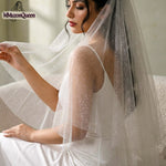voile mariée pailleté transparent classique deux couches blanc femme