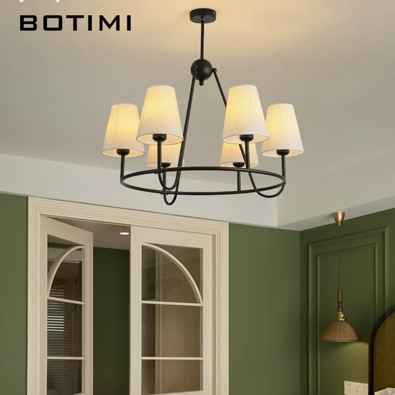 suspension lumineuse moderne tissu beige noir interrupteur bouton éclairage led encastré