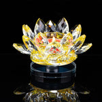 bougie fleur lotus violet rose bleu jaune transparent brillante moderne élégante base noire