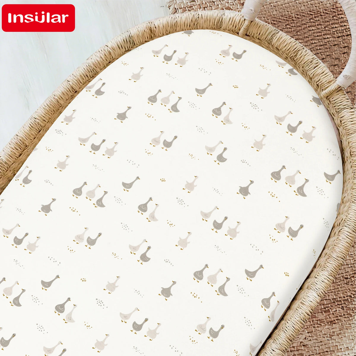 draps bébé motif cygnes coeurs doux coton blanc rose gris jaune enfantins housse élastiquée