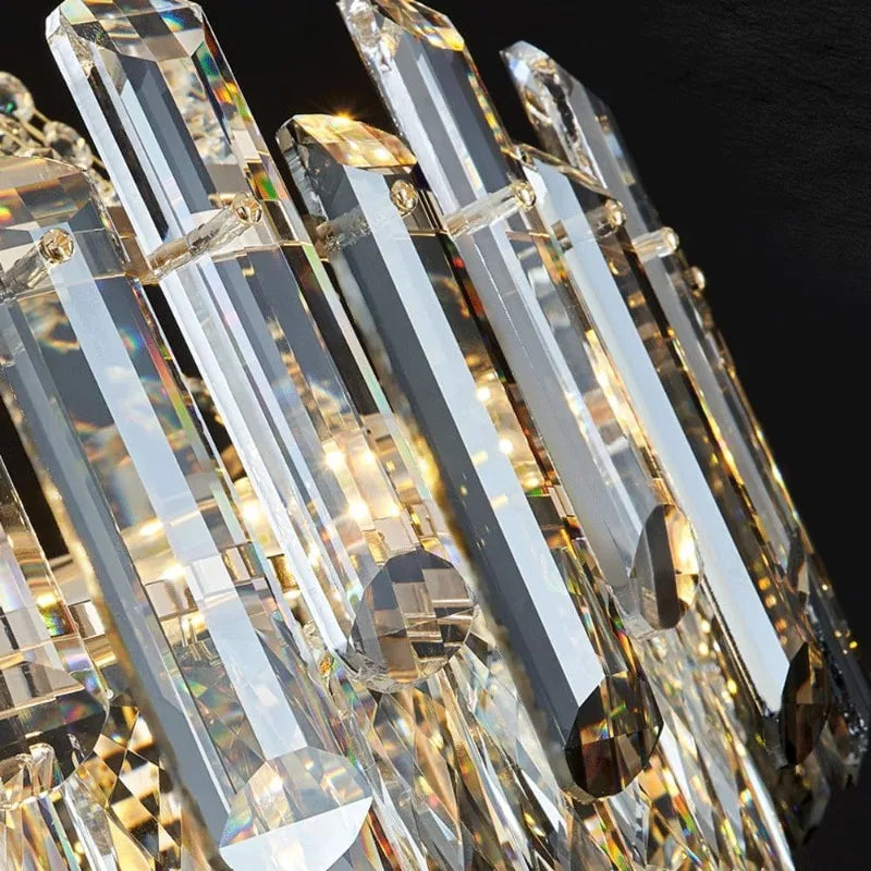 lustre cristal géométrique doré transparent moderne ampoules led semi encastré chambre salon