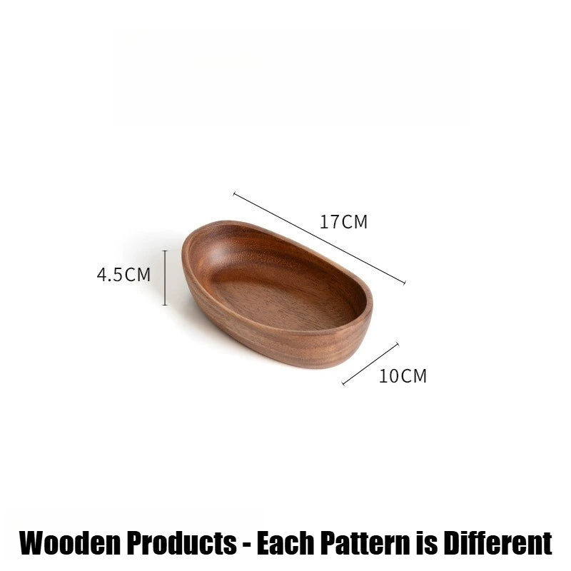 assiettes ovales bois marron foncé sushi plate rustique naturel tableware cuisine