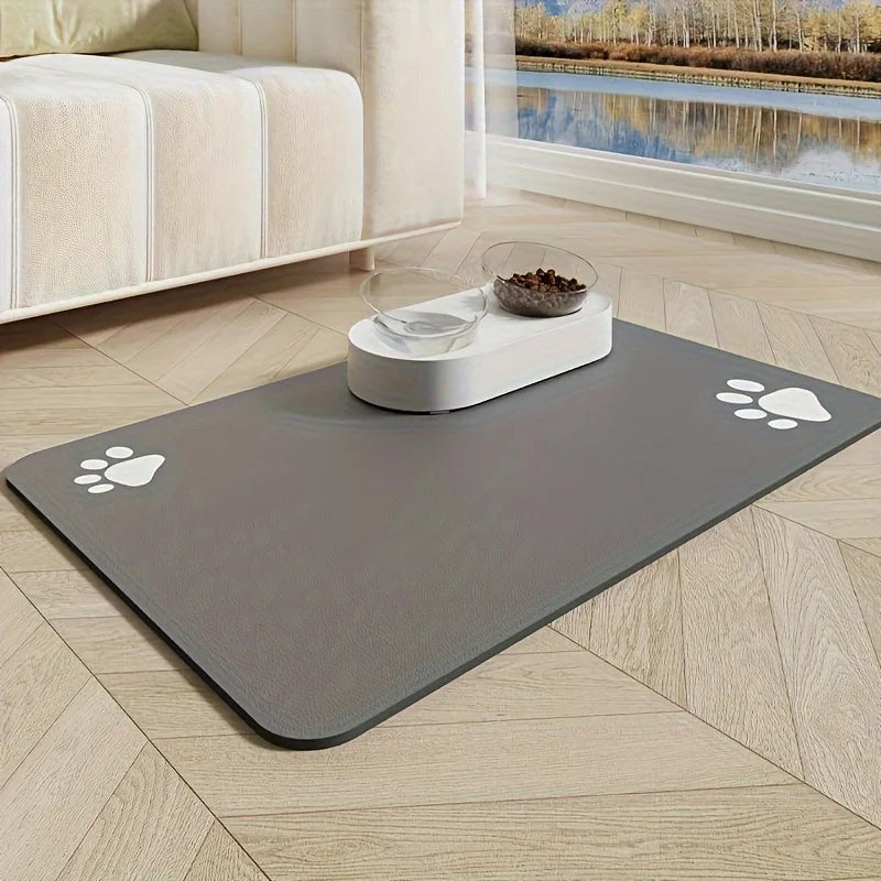 tapis animaux compagnie blanc beige bleu gris imprimé empreintes pattes moderne antidérapant absorbant