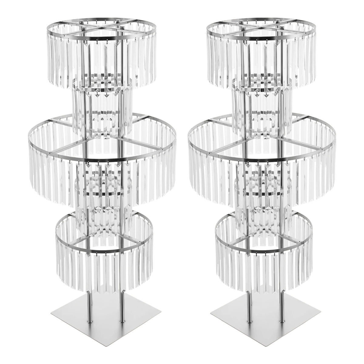 support fleurs moderne or rondelles transparentes décoration table mariage anniversaire pieds