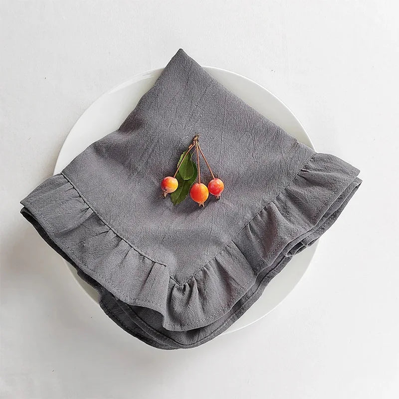 serviettes coton orange gris bleu rose beige classiques fronces décoration table festive noël