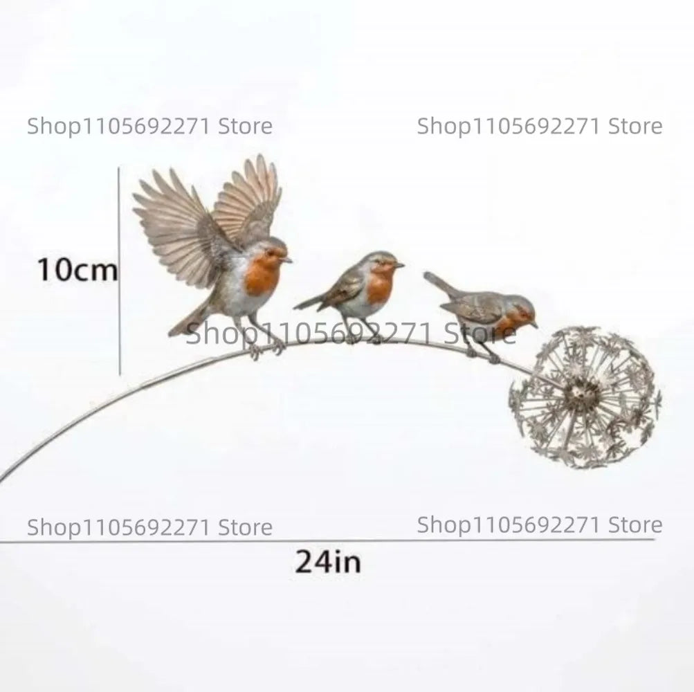 ornements métal oiseaux marron orange gris grappe fleurs noires décoration jardin rétro nostalgieextérieur