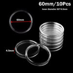 boîtes rangement pièces transparentes rondes modernes 20mm 25mm 27mm 30mm 35mm 40mm 45mm 50mm