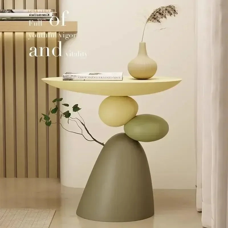 table d'appoint moderne table basse marron beige vert clair minimaliste lisse salon chambre coucher