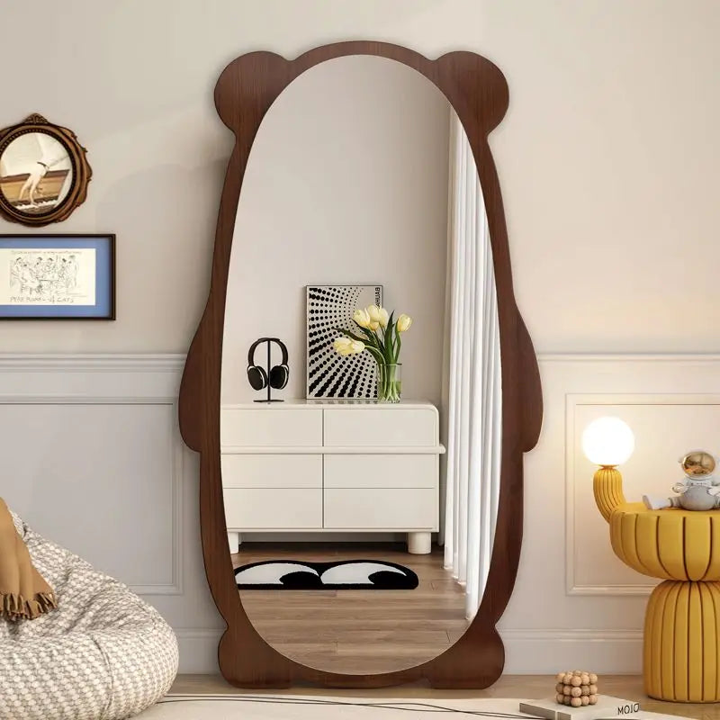 miroir mural moderne panda bois finition noir brun chambre coucher