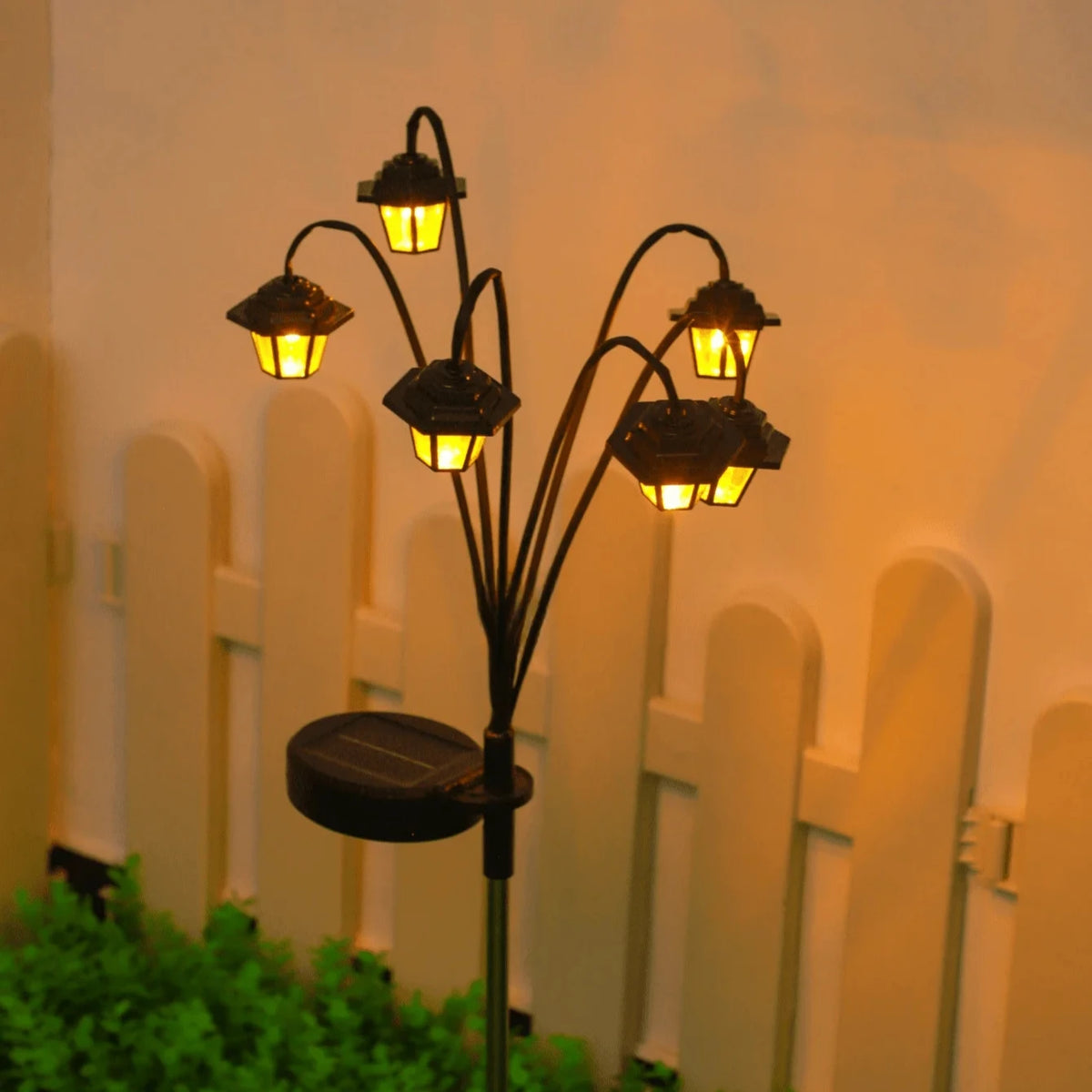 lanterne solaire vintage métal noir verre dépoli guirlande lumineuse jardinextérieur led étanche ip65