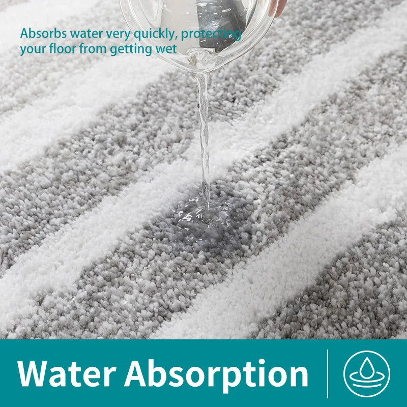 tapis bain antidérapant moderne gris clair rayures horizontales adhésif absorbant salle bain