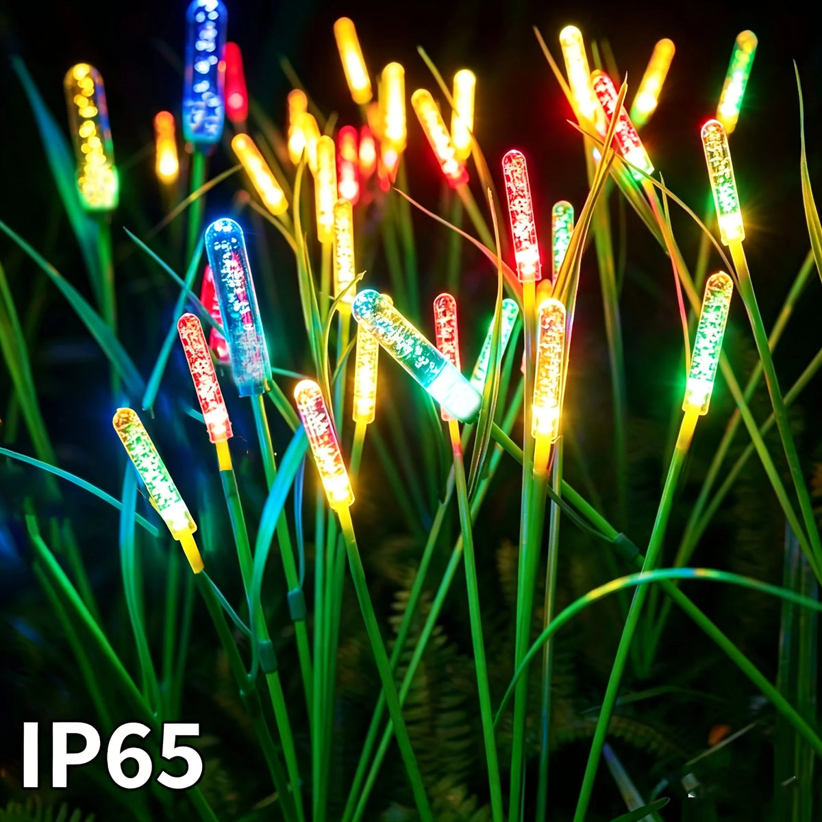 lumière solaire led roseau vert blanc moderne décoration extérieure jardin allée solitaire autonomie
