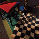 tapis noir beige carreaux géométriques polyester flocage antidérapant classique salle bain cuisine maison pique