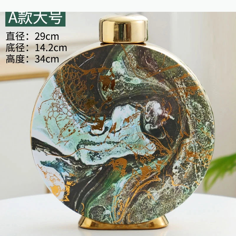 vase moderne élégant marbré couvercle doré multifonction fleur décoration intérieure blanc doré