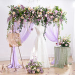 arche décorative mariage violet clair fleurs artificielles romantique roses dahlias eucalyptus guirlande bouquet
