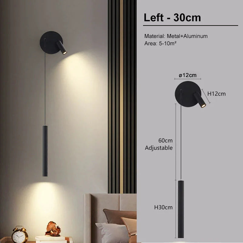 lampes murales led modernes orientables noir minimaliste chambre coucher étude entrée