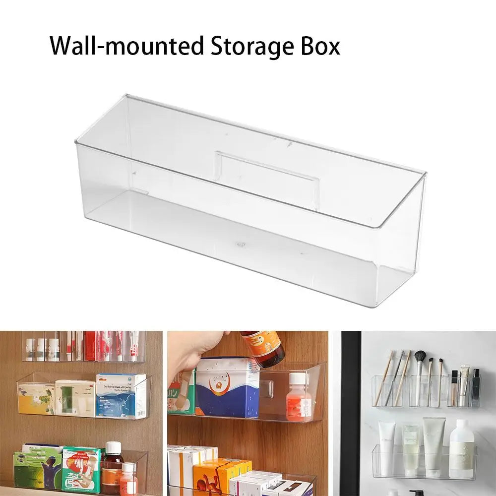 boîtes rangement murales transparentes adhésives modernes organisation cosmétiques médicaments brosse dents maquillage élégantes efficaces