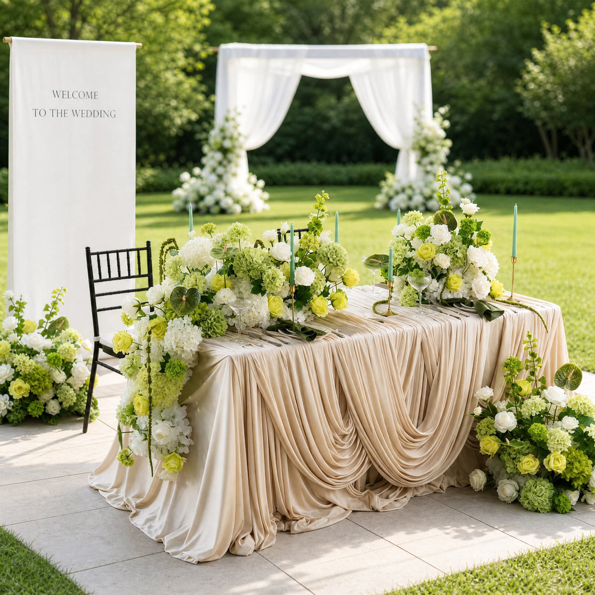 décoration mariage table rose blanche verte anniversaire événement romantique champêtre élégante