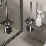 porte brosse wc moderne adhésif blanc gris rond piqueté salle bain