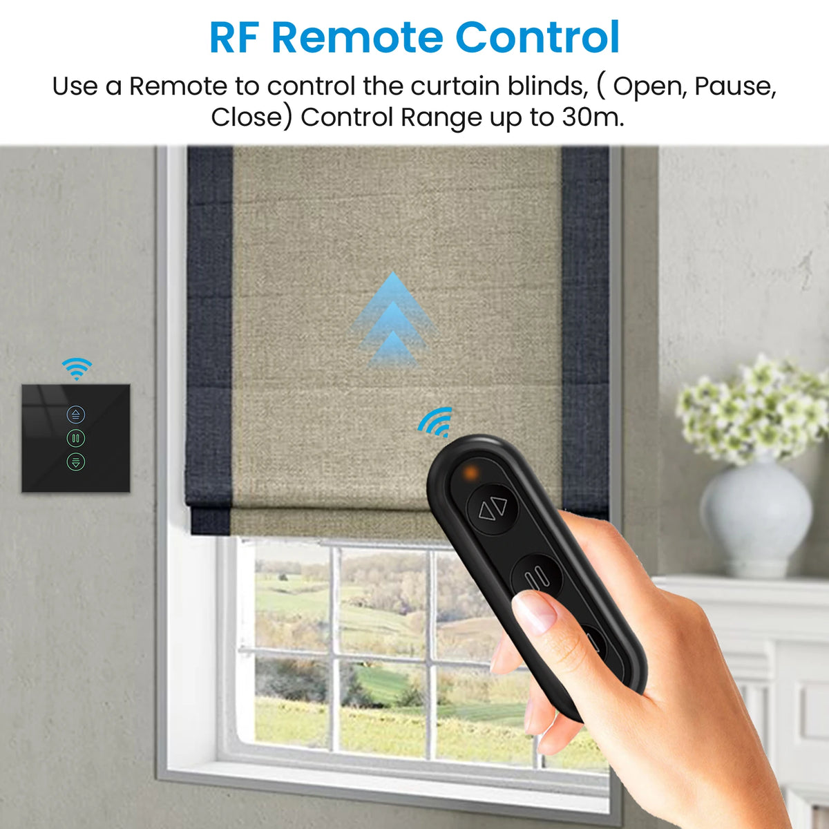 interrupteur rideau intelligent rf wifi google alexandre compatible motor stores télécommande noire moderne