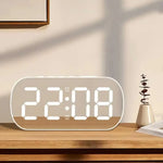 horloge numérique moderne blanc noir affichage température alarme boutons réglage led