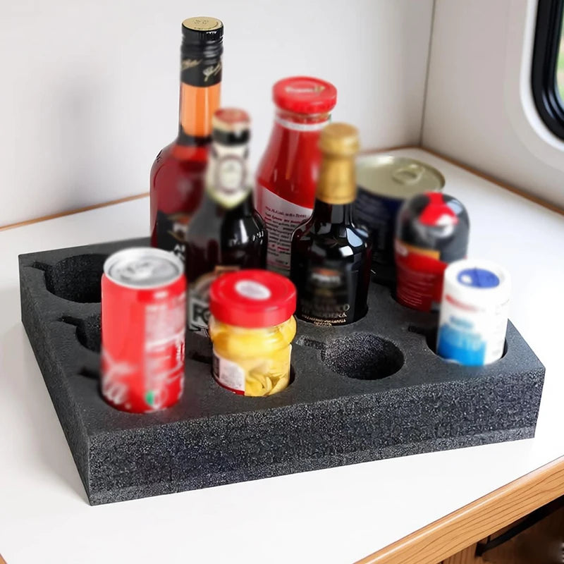 support gobelets mousse alvéolée plateau verres tasses bouteilles caravane camping rangement multifonction noir transparent