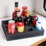 support gobelets mousse alvéolée plateau verres tasses bouteilles caravane camping rangement multifonction noir transparent