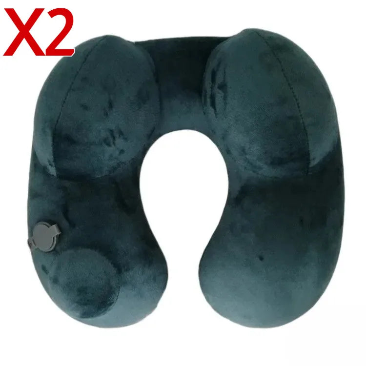 coussin voyage gris velours confortable portable boutons sac rangement shaped