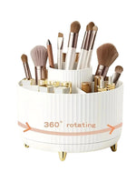organisateur maquillage rotatif blanc rayures modernes pieds dorés pinceaux crayons stylos scies