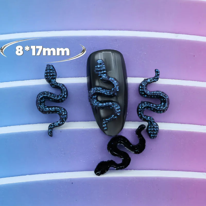 serpents relief glitter noirs dorés verts bleus violets opaques 8*17mm occasion noël