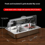 bac alimentaire acier inoxydable couvercle transparent poignée buffet cuisine moderne