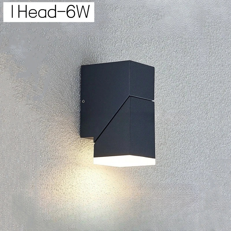 Eclairage extérieur led applique murale contemporaine motion sensor noir minimaliste 340deg rotation