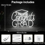 néon lumineux Congrats Grad moderne blanc inscription diplôme accessoire décoration USB powered