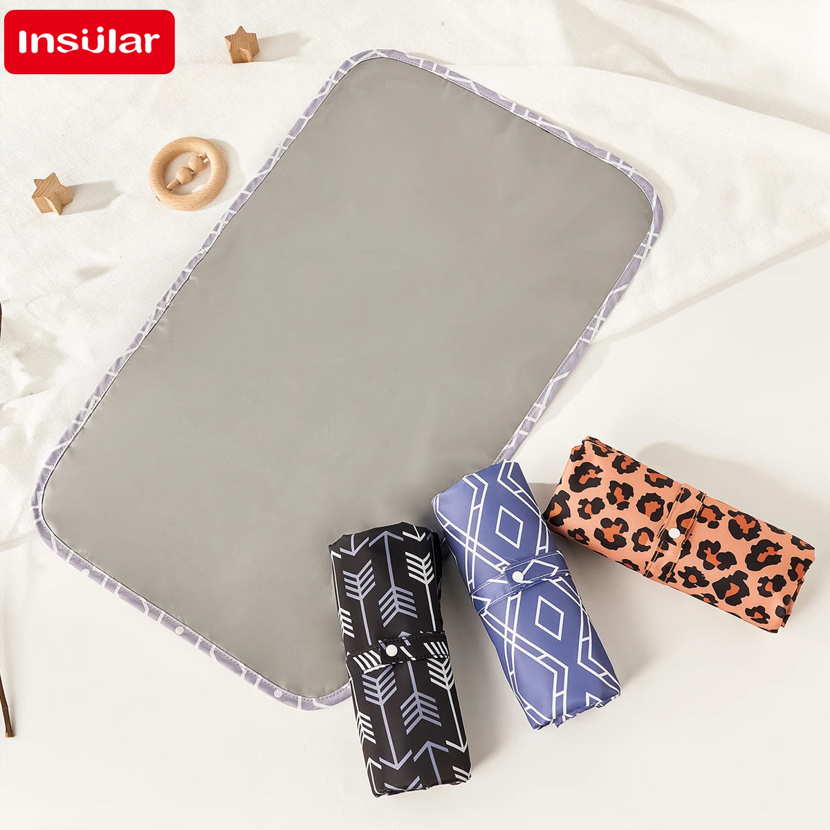 tapis bébé coussin bain gris noir léopard géométrique moderne portable durable