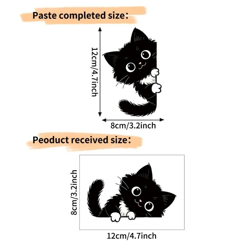 sticker mural chaton noir yeux lumineux cartoon adhésif pvc chambre noire décoration mur opaque