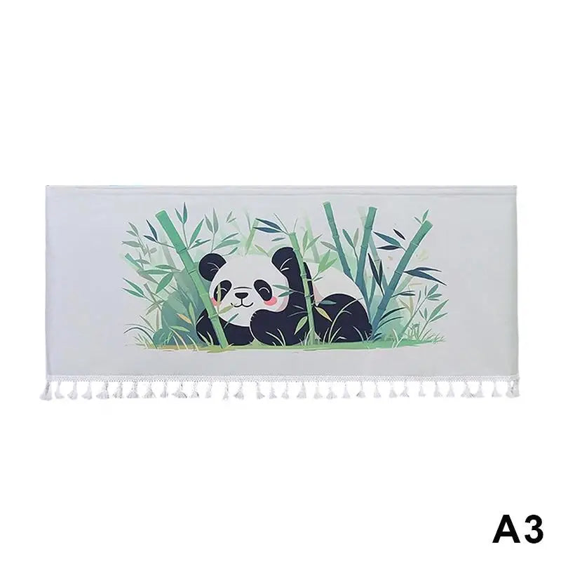 rideau porte romain animal kawaii ours panda chiot frange blanche decoration enfantine