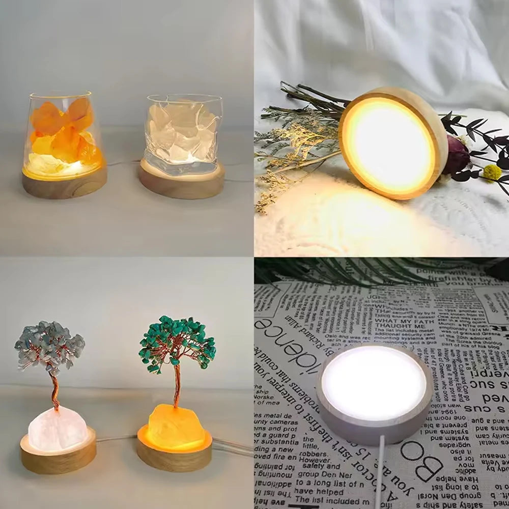 veilleuse bois naturel moderne base lumineuse led rechargeable nuit table maison 8cm 10cm 6cm