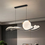 suspension lumineuse moderne vague motif floral acrylique led dimmable noir doré blanc