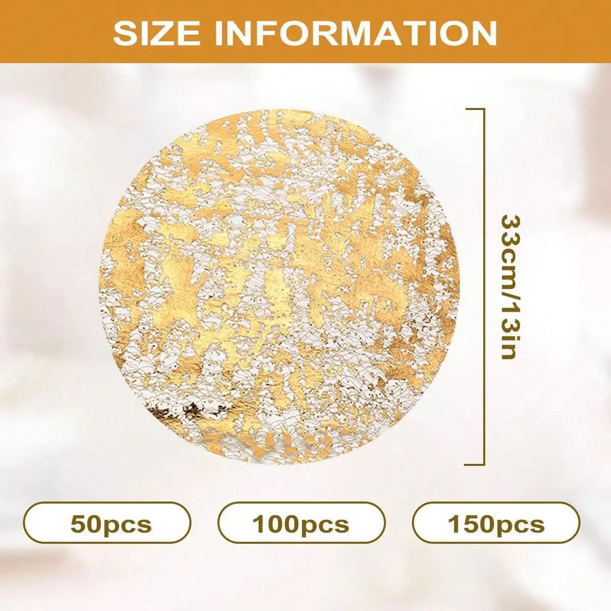 Napperon en maille feuille d'or avec paillettes