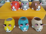cache pots animaux mignons porc chien renard hérisson bleu rose gris orange blanc opacité