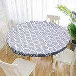 nappe table élégante imperméable pvc feuilles blanches bleu clair 90cm 110cm 140cm elasticée moderne