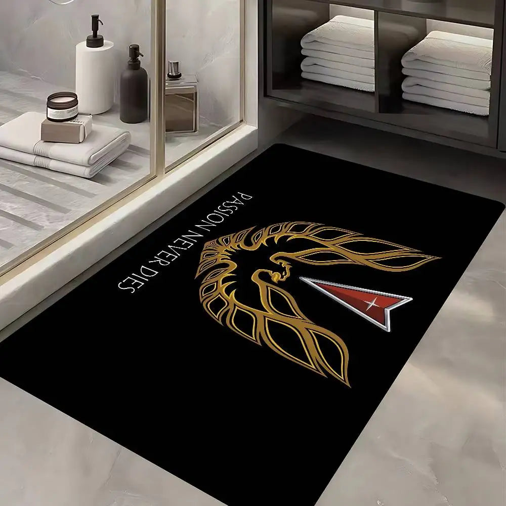 tapis moderne noir phoenix antidérapant graphique passepartout salon chambre 60x90cm